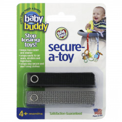 Baby Buddy, Secure-A-Toy, для детей от 4 месяцев, черный и серый, 2 полоски