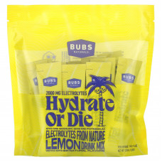 BUBS Naturals, Hydrate or Die, смесь для приготовления электролитов, лимон, 18 палочек по 14 г (0,4 унции)
