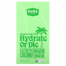 BUBS Naturals, Hydrate or Die, смесь для приготовления напитка с органическим электролитом, кокос, 7 палочек по 12,6 г (0,4 унции)