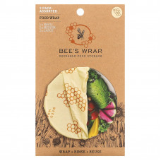 Bee's Wrap, Пищевая пленка, сотовый принт, 3 шт. В ассортименте