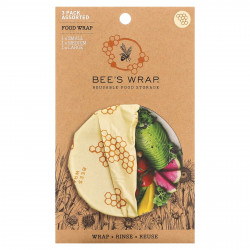 Bee's Wrap, Пищевая пленка, сотовый принт, 3 шт. В ассортименте
