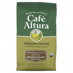 Cafe Altura, Organic Coffee, смесь для завтрака, цельные зерна, средняя обжарка, 283 г (10 унций)
