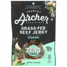 Country Archer Jerky, Вяленое мясо с говядиной травяного откорма, без сахара, классическое, 56 г (2 унции)