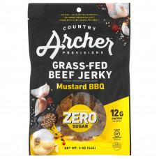 Country Archer Jerky, вяленые чипсы из говядины травяного откорма, без сахара, барбекю с горчицей, 56 г (2 унции)