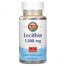 KAL, Лецитин, 1200 мг, 50 мягких таблеток