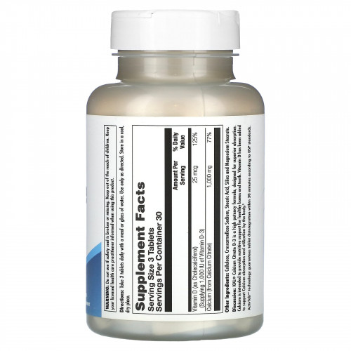 KAL, Цитрат кальция D-3, 25 мкг / 1000 мг, 90 таблеток