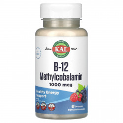 KAL, B-12 Methylcobalamin, Berry, 1,000 mcg, 60 Lozenges