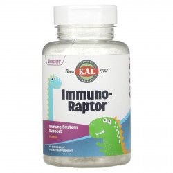 KAL, Dinosaurs, Immuno-Raptor, комплекс для поддержки иммунитета, со вкусом апельсина, 60 жевательных таблеток