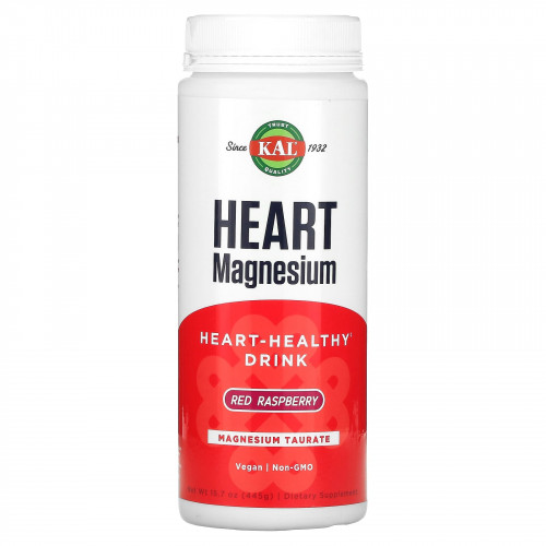 KAL, Heart Magnesium, напиток для здоровья сердца, красная малина, 445 г (15,7 унции)