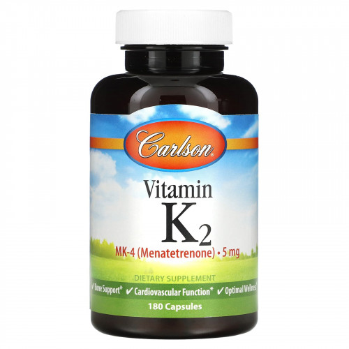 Carlson, Витамин К2, МК-4 (менатетренон), 5 мг, 180 капсул