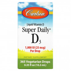 Carlson, Super Daily D3, 1000 МЕ, 10,3 мл (0,35 жидк. унции)