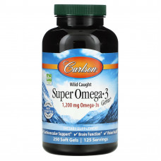 Carlson, Wild Caught Super Omega-3 Gems, высокоэффективная омега-3 из морской рыбы, 600 мг, 250 капсул