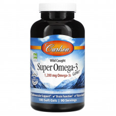 Carlson, Wild Caught Super Omega-3 Gems, высокоэффективная омега-3 из морской рыбы, 600 мг, 180 мягких капсул
