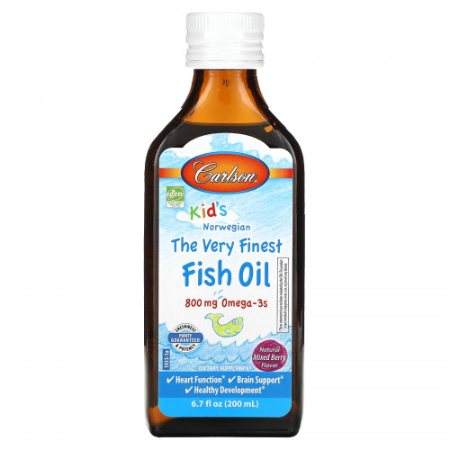 Carlson, Kids, The Very Finest Fish Oil, Natural Mixed Berry , 800 mg, 6.7 fl oz (200 ml)