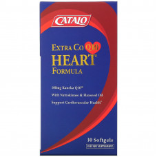 Catalo Naturals, Формула для сердца с экстрактом коэнзима Q10 с наттокиназой и льняным маслом, 30 мягких таблеток