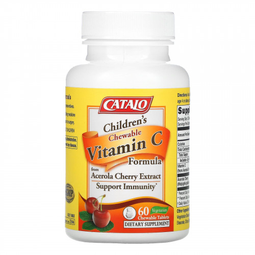 Catalo Naturals, формула с витамином C для детей, 50 мг, 60 вегетарианских жевательных таблеток