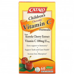 Catalo Naturals, формула с витамином C для детей, 50 мг, 60 вегетарианских жевательных таблеток