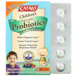 Catalo Naturals, Формула с пробиотиками для детей, ягодная смесь, 5 млрд КОЕ, 30 жевательных таблеток