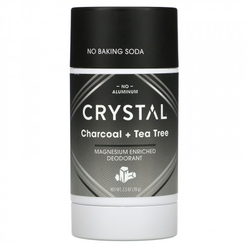 Crystal, Обогащенный магнием дезодорант, древесный уголь + чайное дерево, 2,5 унции (70 г)
