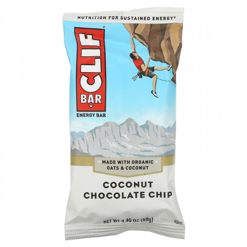Clif Bar, Energy Bar, кокос и шоколадная крошка, 12 батончиков, 68 г (2,40 унции)