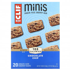 Clif Bar, Minis, энергетический батончик для снеков, шоколадная крошка, 20 батончиков, 28 г (0,99 унции)