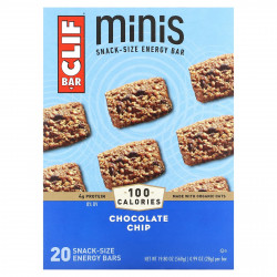 Clif Bar, Minis, энергетический батончик для снеков, шоколадная крошка, 20 батончиков, 28 г (0,99 унции)