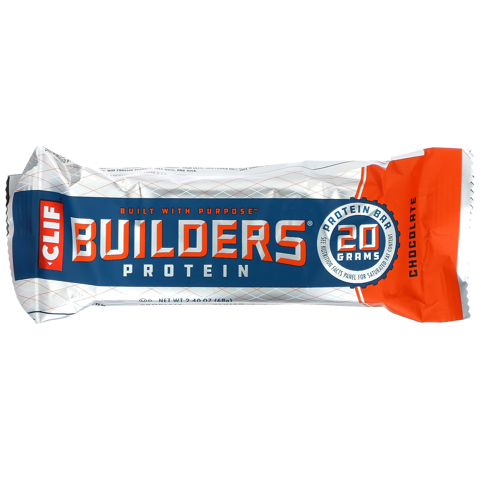 Clif Bar, Builder's, протеиновый батончик, шоколад, 12 батончиков по 68 г (2,40 унции)