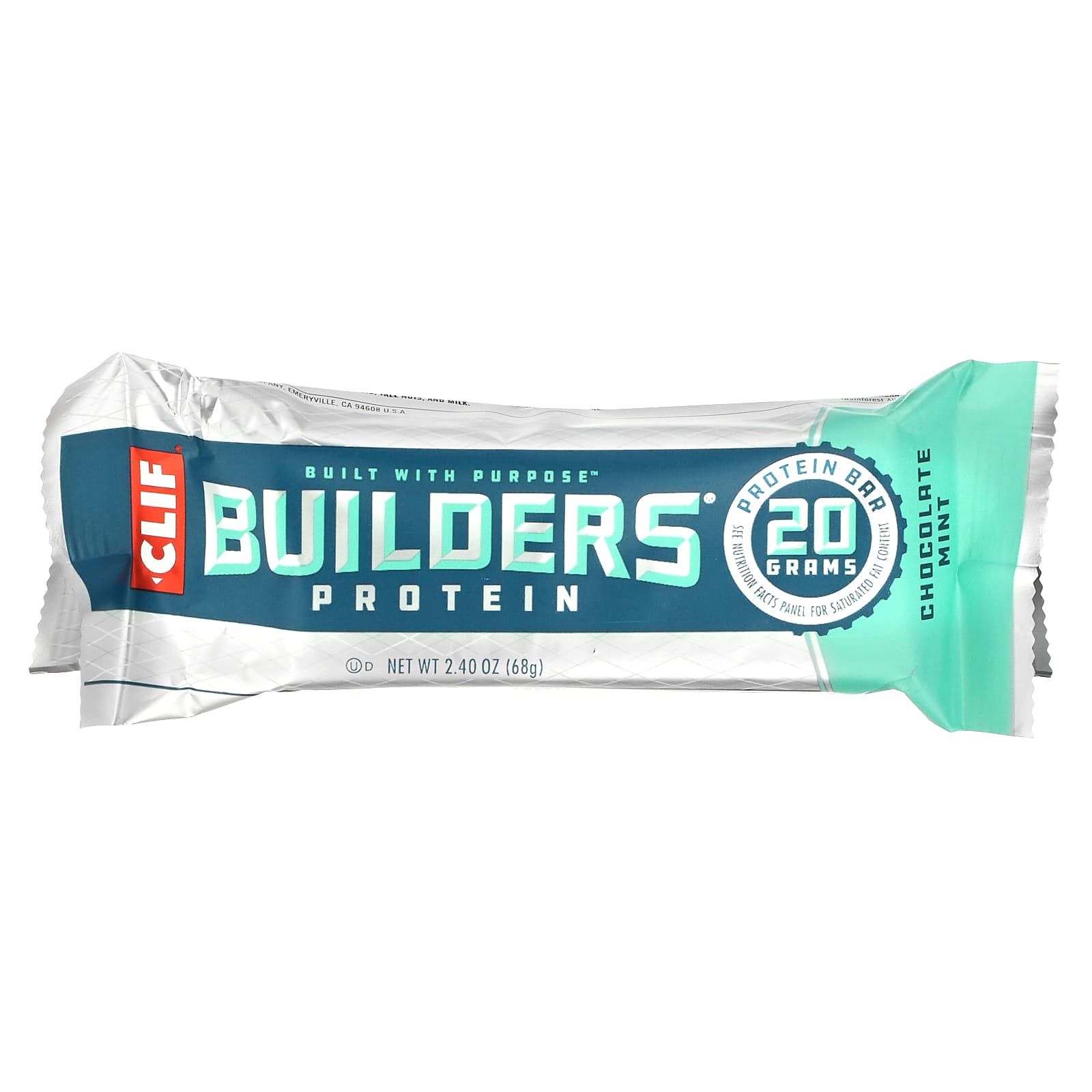 Clif Bar, Протеиновый батончик Builder's с шоколадом и мятой, 12 батончиков, весом 68 г (2,40 унции) каждый