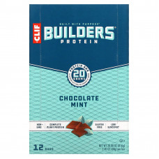 Clif Bar, Протеиновый батончик Builder's с шоколадом и мятой, 12 батончиков, весом 68 г (2,40 унции) каждый