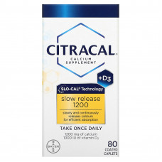 Citracal, Добавка кальция, медленное высвобождение 1200 + D3, 80 таблеток, покрытых оболочкой