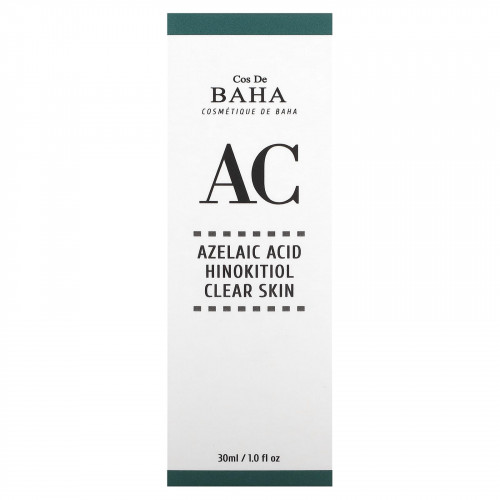 Cos De BAHA, AC, азелаиновая кислота и хинокитиол, для очищения кожи, 30 мл (1 жидк. унция)