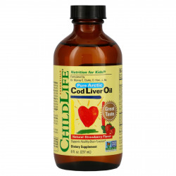 ChildLife Essentials, чистый жир печени арктической трески,со вкусом натуральной клубники, 237 мл (8 жидк. унций)