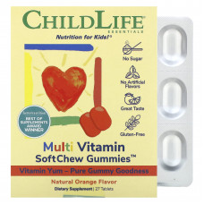 ChildLife Essentials, SoftChew Gummies, мультивитаминный комплекс, со вкусом натурального апельсина, 27 таблеток