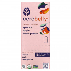 Cerebelly, Organic Baby Puree, Spinach, Apple, Sweet Potato, 6 Pouches, 4 oz (113 g) Each
