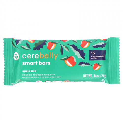 Cerebelly, Smart Bars, Organic Toddler Bars, Apple Kale, 5 Bars, 0.84 oz (24 g) Each