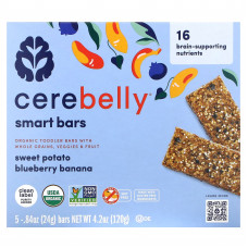 Cerebelly, Smart Bars, органические батончики для малышей, батат, черника и банан, 5 батончиков по 24 г (0,84 унции)