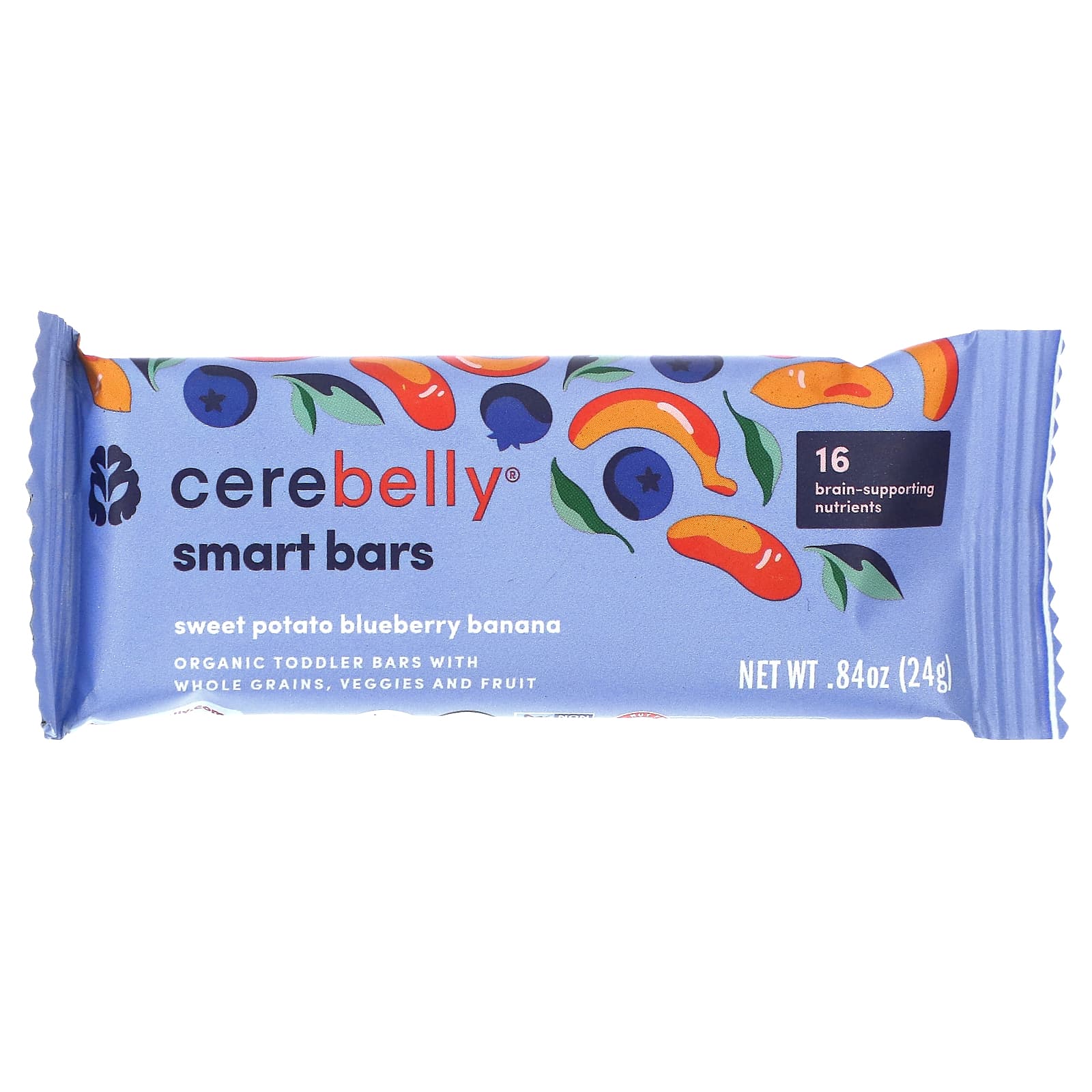 Cerebelly, Smart Bars, органические батончики для малышей, батат, черника и банан, 5 батончиков по 24 г (0,84 унции)