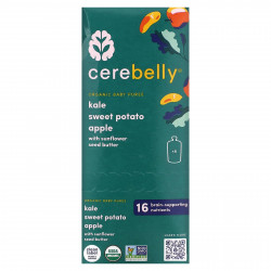 Cerebelly, Organic Baby Puree, Kale, Sweet Potato, Apple with Sunflower Seed Butter , 6 Pouches, 4 oz (113 g) Each