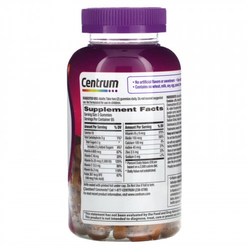 Centrum, Мультивитамины для женщин, ассорти из натуральных фруктов, 170 жевательных таблеток
