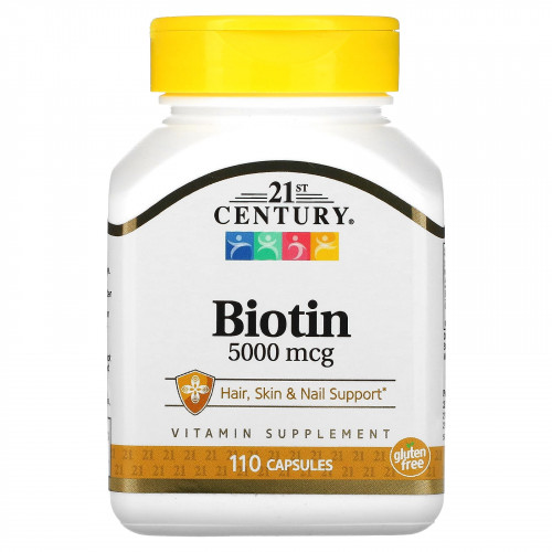 21st Century, Биотин, 5000 мкг, 110 капсул