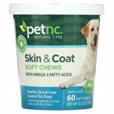 petnc NATURAL CARE, для здоровья кожи и шерсти, со вкусом печени, для всех собак, 60 мягких жевательных таблеток