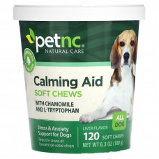 petnc NATURAL CARE, Calming Aid, мягкие жевательные таблетки, для собак, печень, 120 жевательных таблеток, 180 г (6,3 унции)