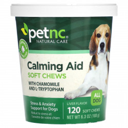 petnc NATURAL CARE, Calming Aid, мягкие жевательные таблетки, для собак, печень, 120 жевательных таблеток, 180 г (6,3 унции)