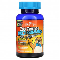 21st Century, Zoo Friends, мультивитаминные жевательные мармеладки, плюс дополнительный витамин C, фрукты с отличным вкусом, 60 жевательных таблеток