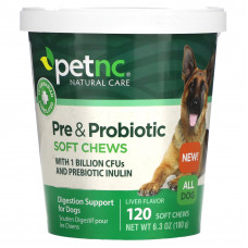petnc NATURAL CARE, Жевательные таблетки с пребиотиками и пробиотиками, для всех собак, печень, 120 жевательных таблеток, 180 г (6,3 унции)