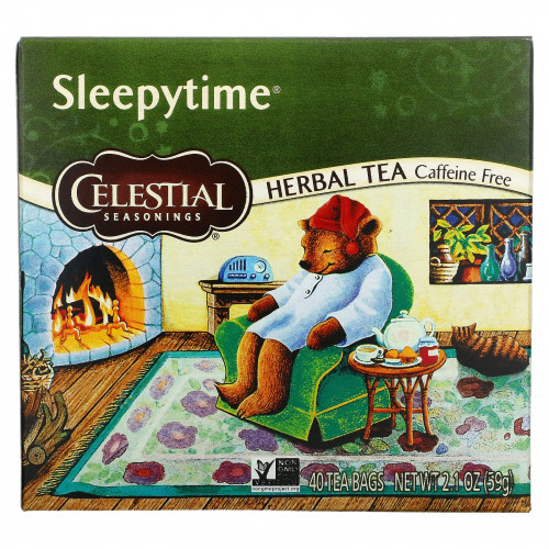 Celestial Seasonings, Sleepytime, травяной чай, без кофеина, 40 чайных пакетиков, 59 г (2,1 унции)