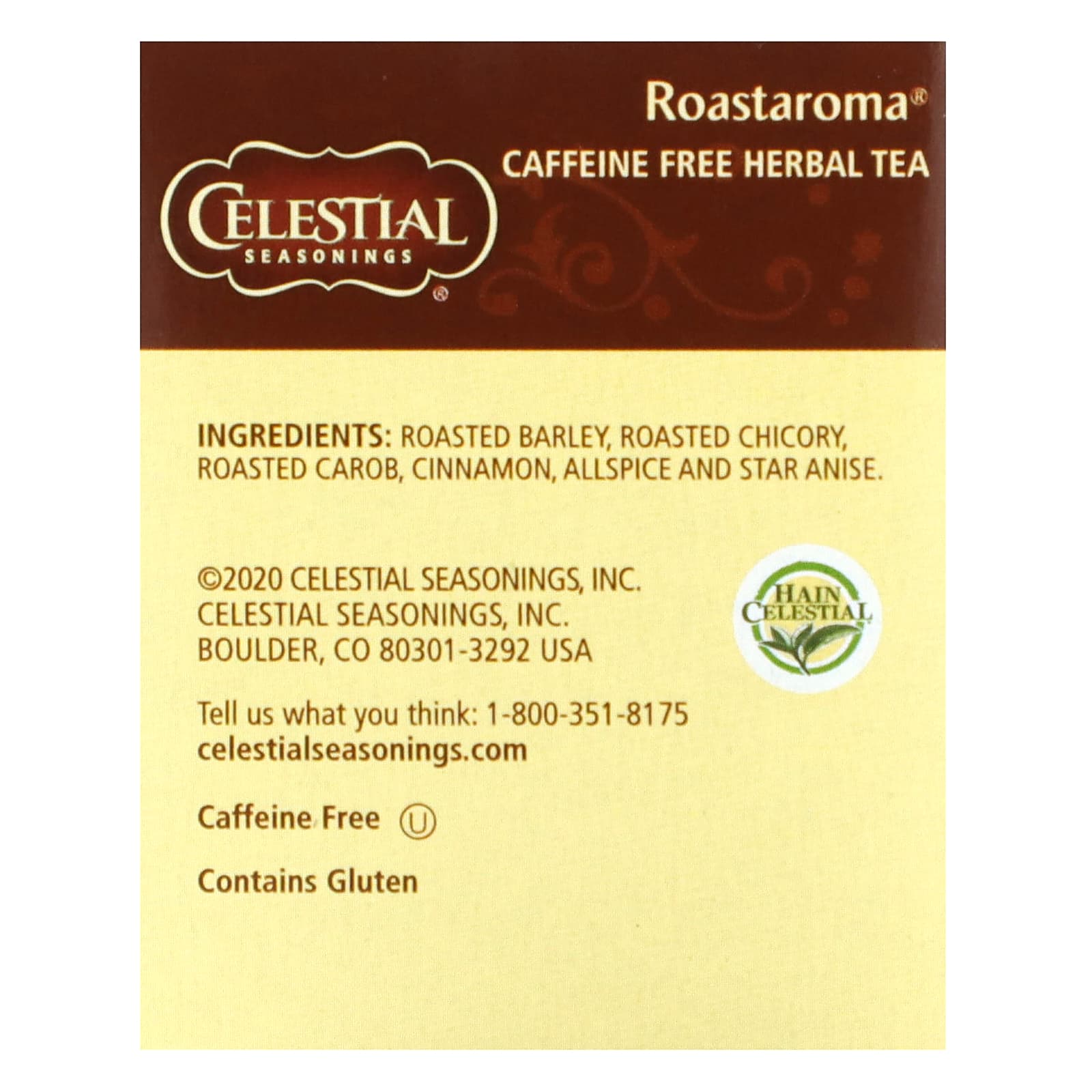 Celestial Seasonings, травяной чай, Roastaroma, без кофеина, 20 чайных пакетиков, 92 г (3,2 унции)