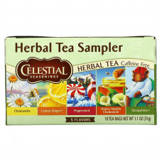 Celestial Seasonings, набор травяных чаев, без кофеина, 5 вкусов, 18 чайных пакетиков, 30 г (1,0 унция)