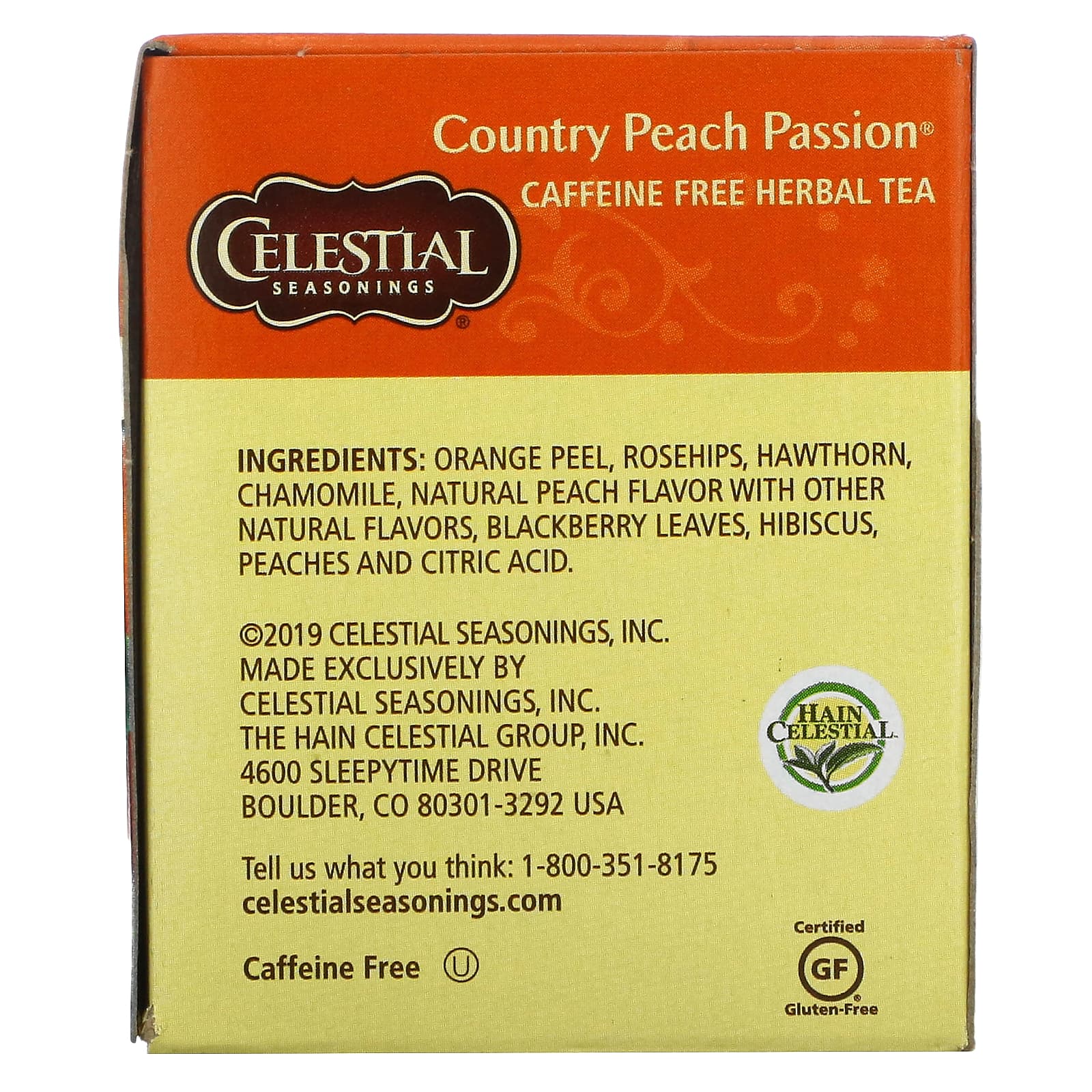 Celestial Seasonings, травяной чай, Country Peach Passion, без кофеина, 20 чайных пакетиков, 41 г (1,4 унции)