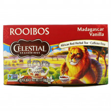 Celestial Seasonings, Африканский красный травяной чай, ройбуш, мадагаскарская ваниль, без кофеина, 20 чайных пакетиков, 42 г (1,5 унции)